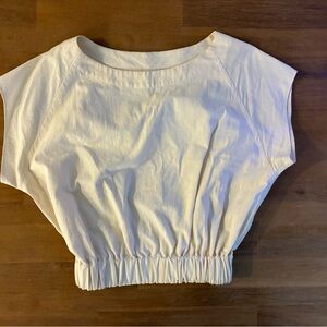 Cream Cropped Top with Elastic Hem